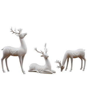 Ceramic Deer Figurine Decoration Reindeer Statue Sculpture Stag Arts Gifts Table Centerpiece Home Birthday Decor Porcelain White