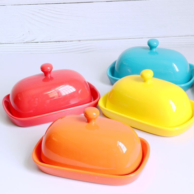 color glaze custom dish cheese warmer ceramic butter container