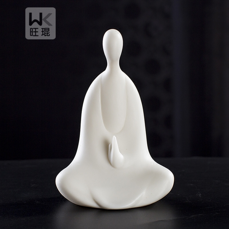 ceramic faceless Buddha white porcelain figure trinket ceramic small Buddha living room porch home decoration