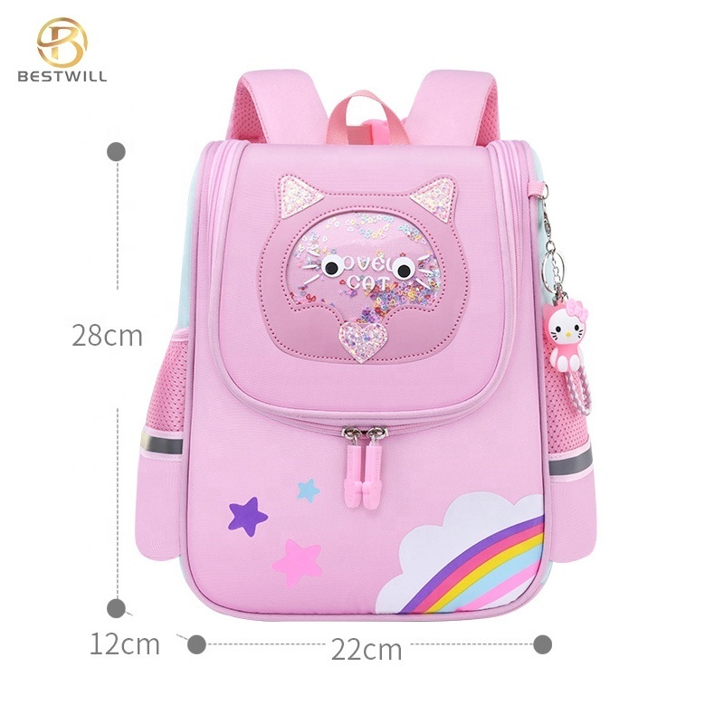 Bestwill New arrivals latest nylon lovely cartoon rainbow school bags for child girl mochila children school bags