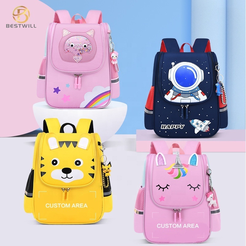 Bestwill New arrivals latest nylon lovely cartoon rainbow school bags for child girl mochila children school bags