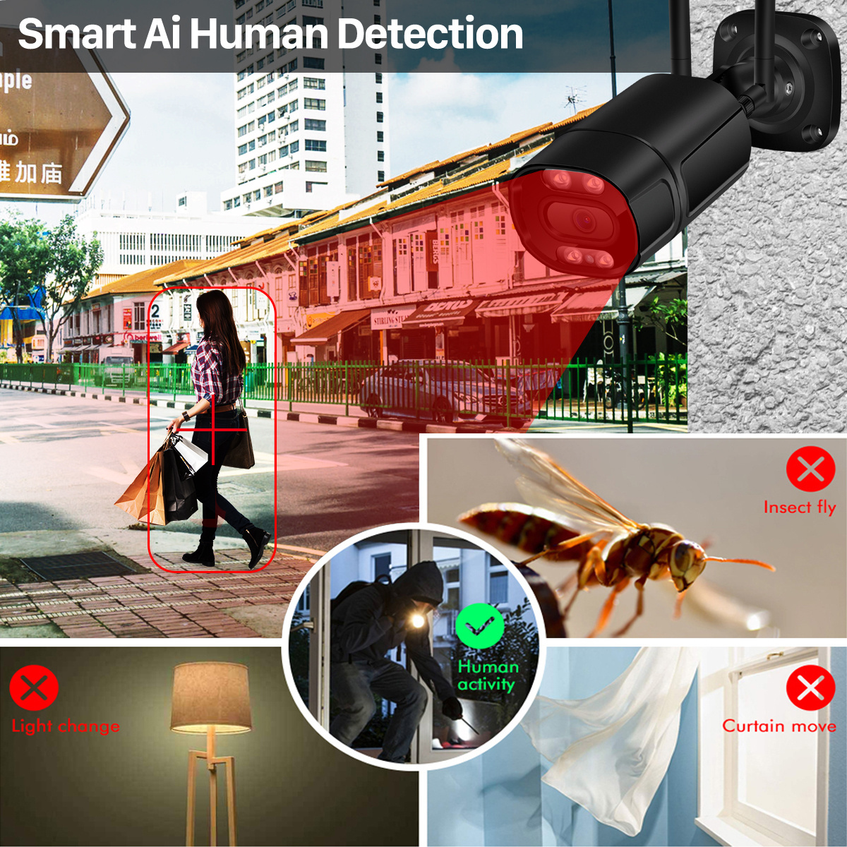 BESDER Waterproof 5MP CCTV Camera PIR Detection Smart Voice Alarm iCsee APP Security Camera Wireless Outdoor