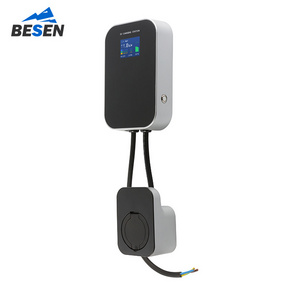 BESEN 16A EV Charger Wallbox 11kW 3phase EU Standard LCD Screen Electric Car Charging Station with IEC621962 Cable