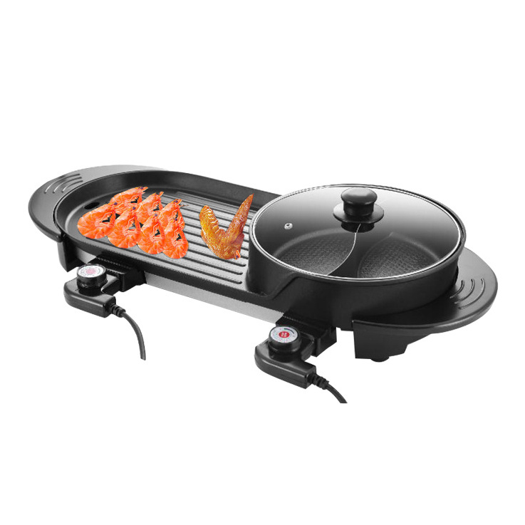 Smokeless Non-stick portable electric bbq grill hotpot