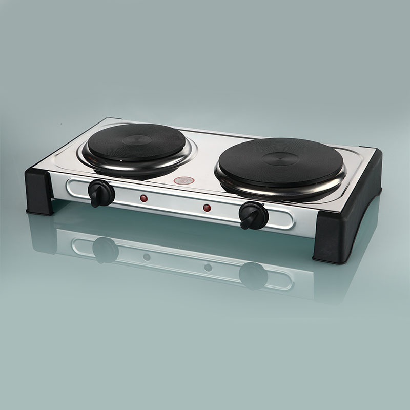 2500W Double Stainless steel Electric Hot Heater Electric Hot Plate Two Control Cooktop Burner double stove table for Kitchen