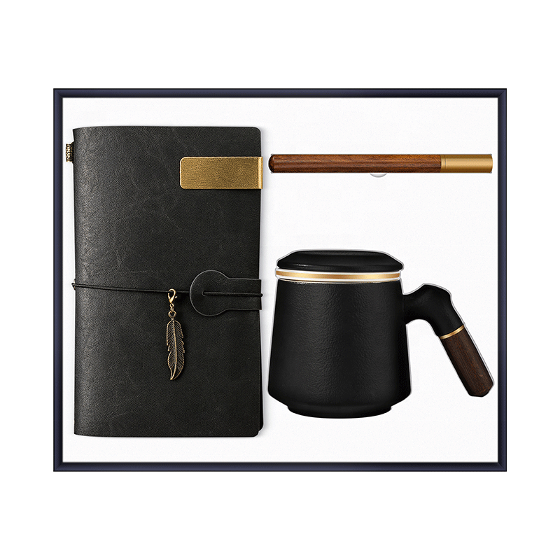 Promotional item A6 notebook wood pen office mugs 3 in 1 thanksgiving small gift ideas