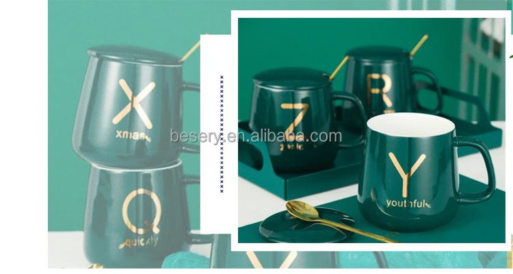 Luxury Custom Tea Cup Mug wedding gift for guests Ceramic Gift Set Personalized Ceramic Mug With Lid and Spoon Gift Box