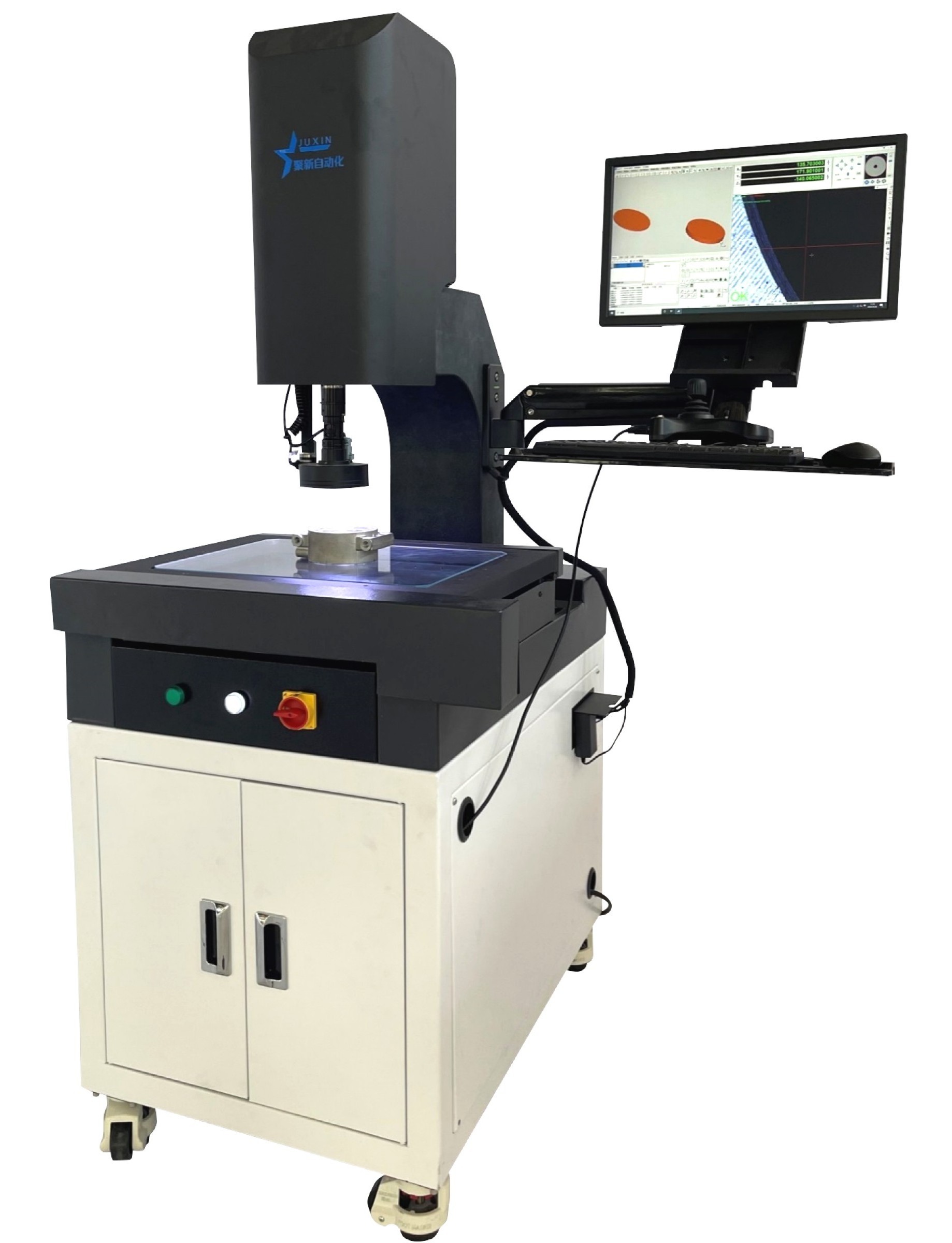 Nanoscale three-dimensional automatic size measuring instrument for detecting the coordinates of the center of a circle