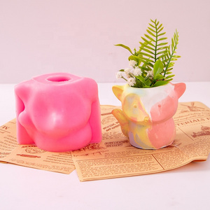 Creative Animal Little Fox Pen Holder Threedimensional Silicone Concrete Planter Flower Pot Molds For Concrete Planters