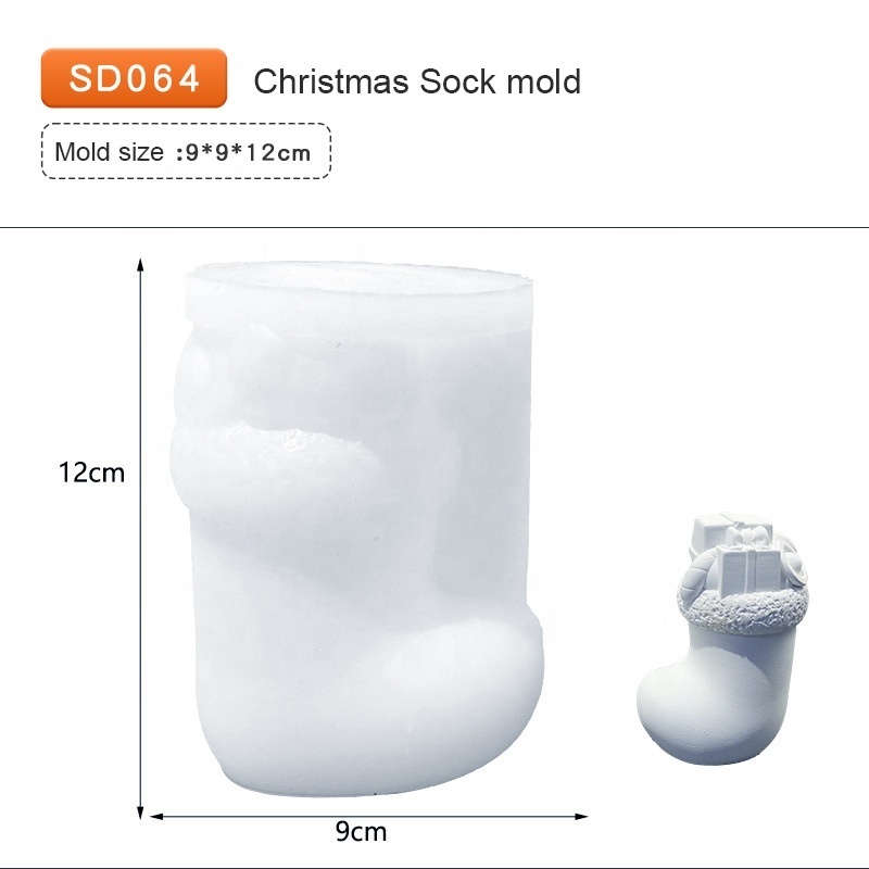 BESGEN Christmas Stocking Snowman Silicone Candle Mold for Christmas Candle Decoration