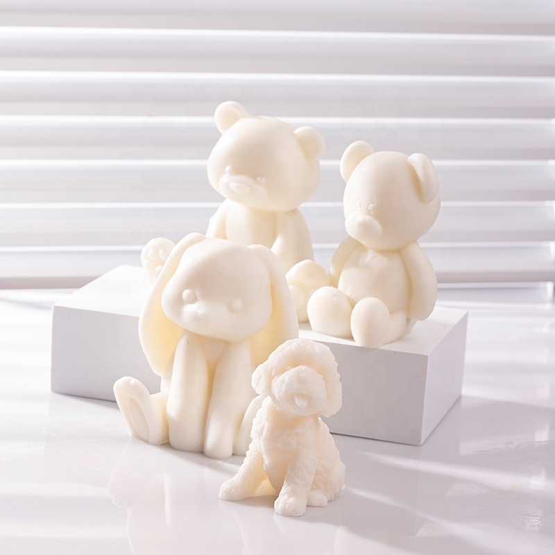 BESGEN 3d animal candle silicone mold teddy bear candle mold rabbit silicone candle mold