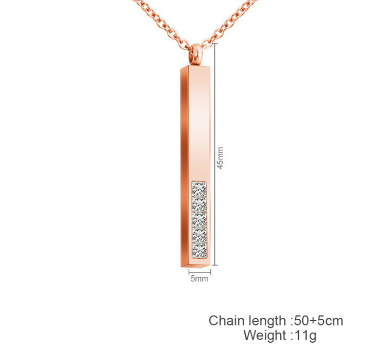 Customized Engraved Logo Name Necklace Vendor Stainless Steel Gold Plated Blank Horizontal Bar Necklace with Crystal