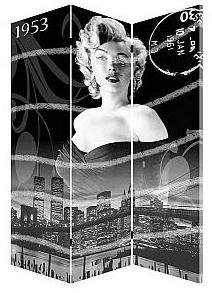 Marilyn Monroe Furniture Wood Panel Movable Folding Screen Canvas Room Divider Each with Bubble Bag and Standard Carton 3 Panels