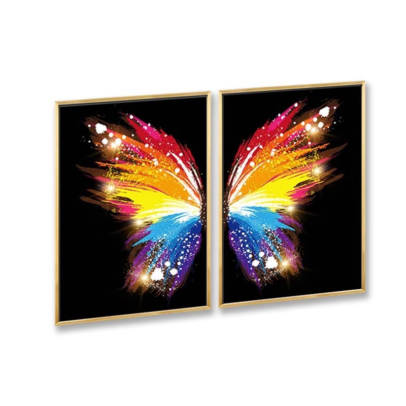 Crystal Porcelain Painting Abstract Butterfly Contemporary Art Canvas Print Gold Foil Wall Decoration For Living Room