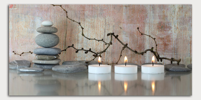 Interior decoration zen art spa candles led canvas painting canvas wall art