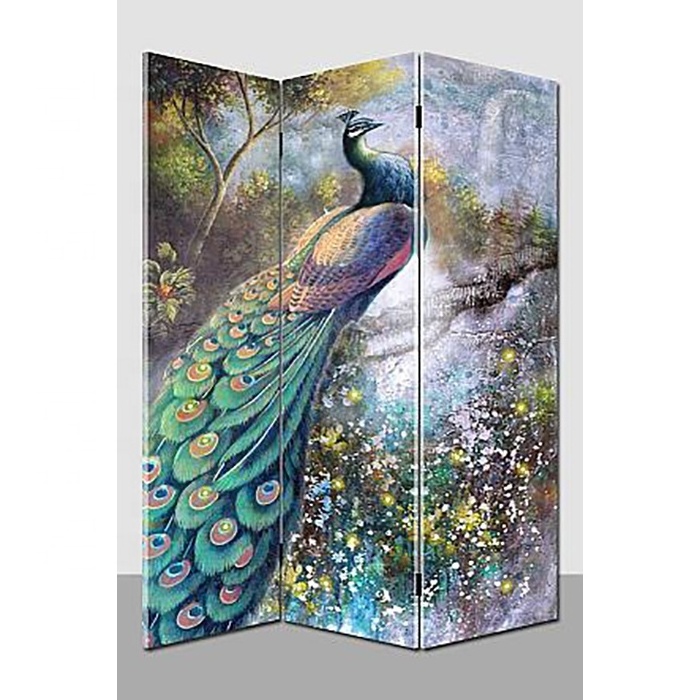 Folding room divider waterproof canvas Peacock animal partition wall ,paravent room divider folding