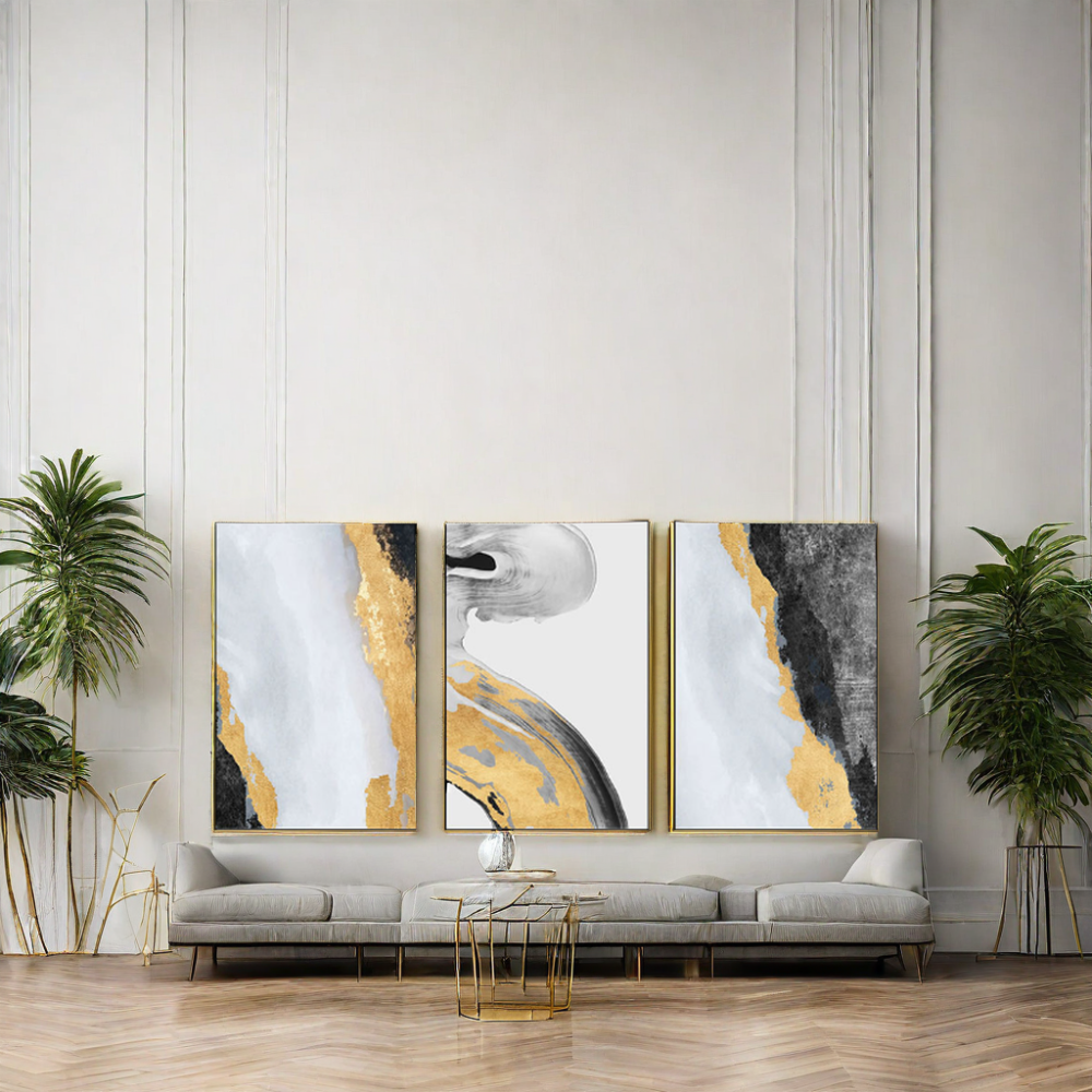 Abstract canvas wall art printing home room decoration framed picture painting modern golden luxury decor wall display