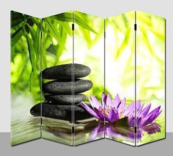 Waterproof Printed Canvas Folding Screens Printed Multi-functional SPA Art Structure Canvas Flexible Room Dividers Partition