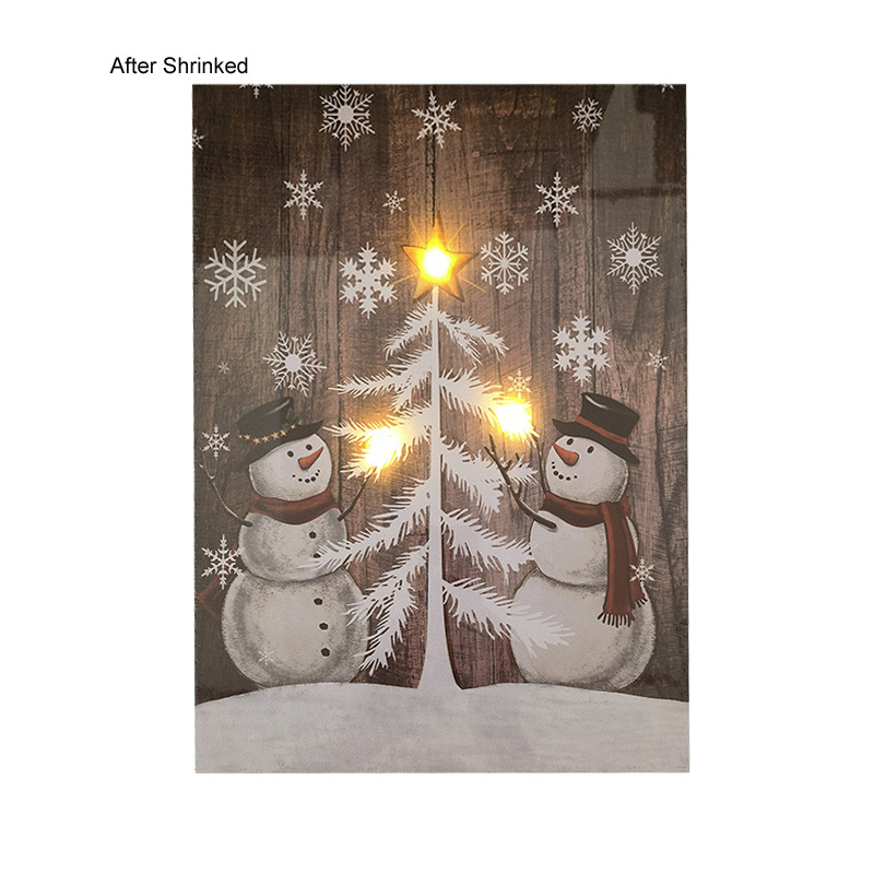 Wholesale Europe wall hanging painting famous Christmas Snowman wall painting with LED 12x16Inch