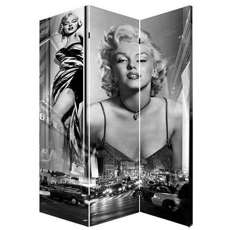 Marilyn Monroe Furniture Wood Panel Movable Folding Screen Canvas Room Divider Each with Bubble Bag and Standard Carton 3 Panels