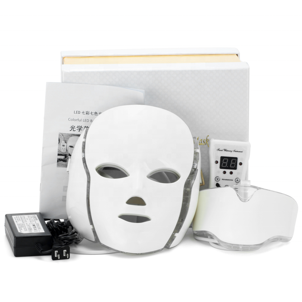 Portable Pro 7 LED Skin Care Mask for Face and Neck Skin Rejuvenation Light Therapy Facial Care Mask