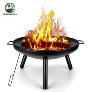 Outdoor Metal Large Camping Round Portable Charcoal Steel Fire Pit with 3 legs