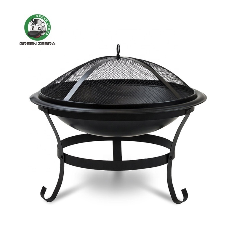 21 Inch Round Campfire Bowl Outdoor Wood Burning Metal Garden Fire Pit With Poker and Lid