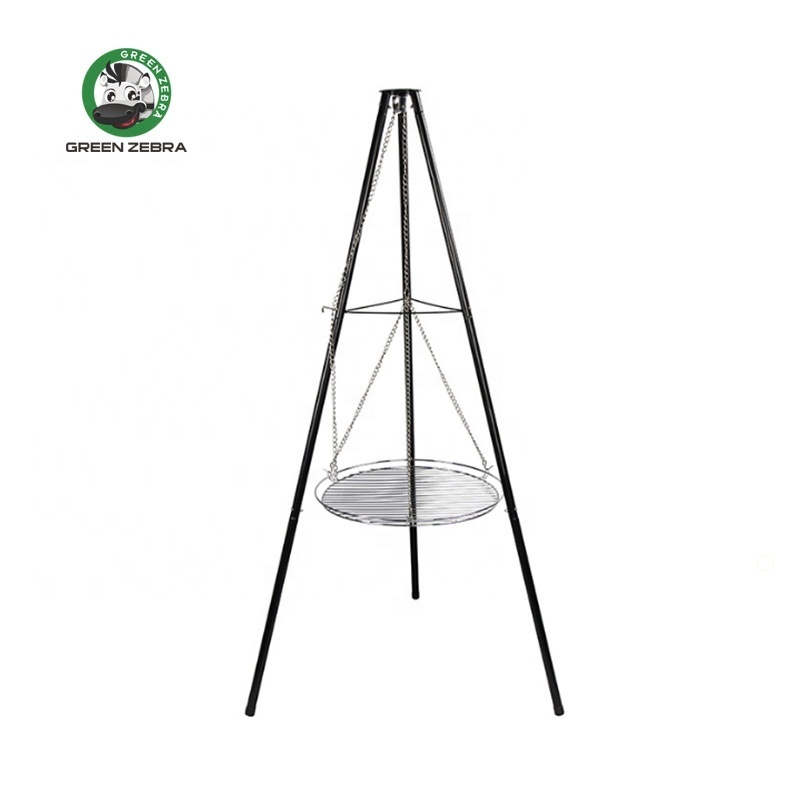 Outdoor Balcony Patio Height Adjustable Fire Bowl withTripod Hanging Cooking Charcoal Grill Portable Basket Fire Pit