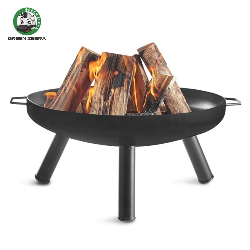 Outdoor Metal Large Camping Round Portable Charcoal Steel Fire Pit with 3 legs