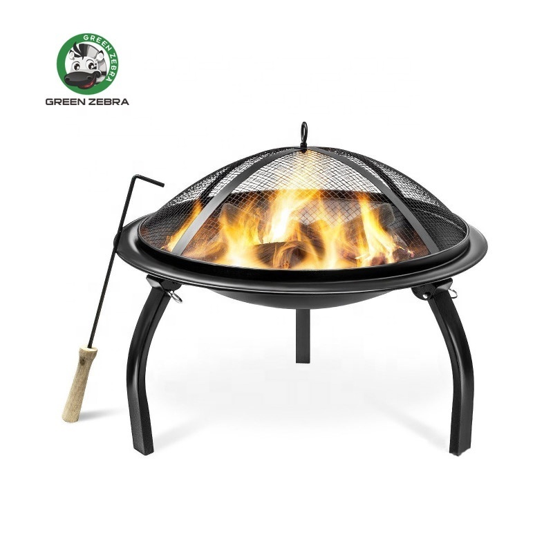 Portable Outdoor Fire Pit Bow Round Bonfire Wood Burning Patio & Backyard Firepit for Outside