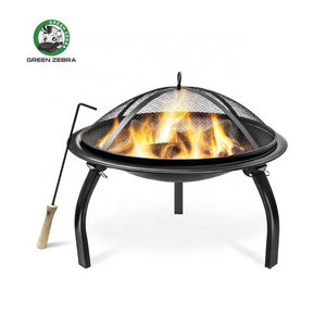 Portable Outdoor Fire Pit Bow Round Bonfire Wood Burning Patio & Backyard Firepit for Outside