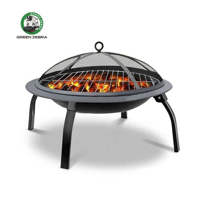 Portable Outdoor Fire Pit Bow Round Bonfire Wood Burning Patio & Backyard Firepit for Outside