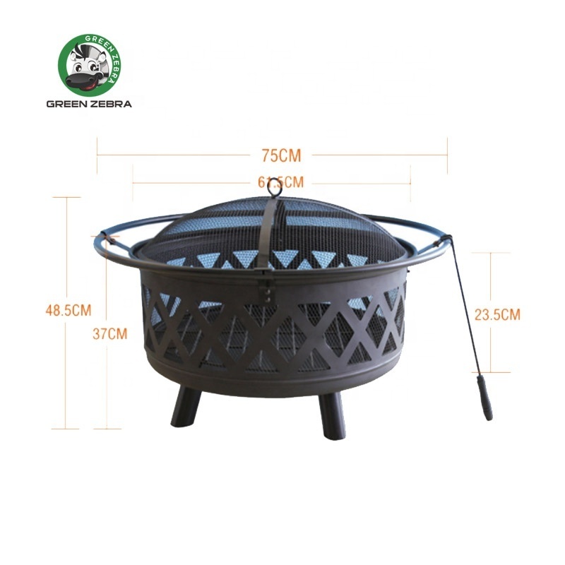 30 Inch Garden Camping Outdoor Portable Fireplace Metal Round Fire Pit