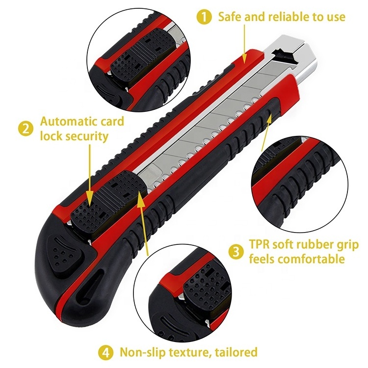 Retractable Box Cutter Utility Knife for Cartons Cardboard and Boxes 5pcs Sharp Rust Proof Razor Snap Off Blade