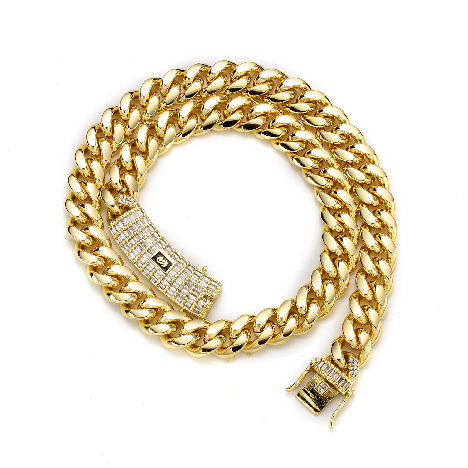 Hot Sale Monaco 14k 18k Gold Plated Mans Bracelet Iced Out Bracelet Miami Cuban Link Chain Stainless Steel Necklace