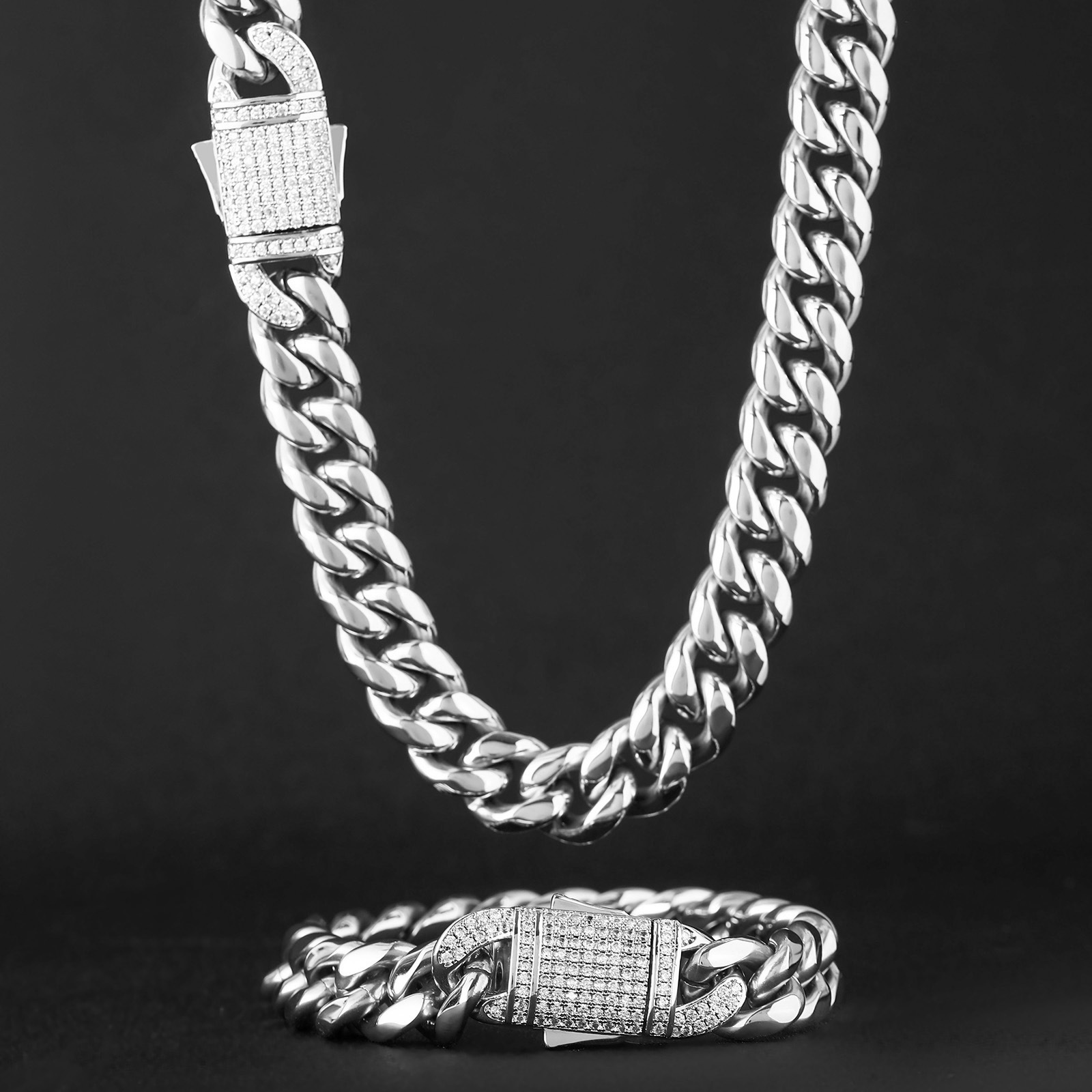 Hip Hop 6-18 mm wide stainless steel Cuban chain gold chain men's 14K 18K Gold Cuban chain necklace