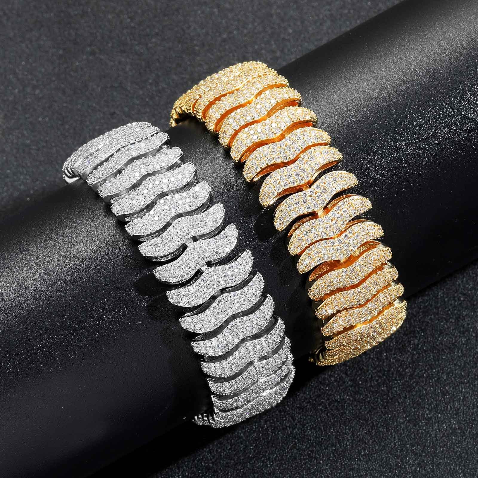 22mm Cuban Link Chain Full Diamonds Necklace Bracelet Hip Hop Chain For Women Man Rapper Jewelry