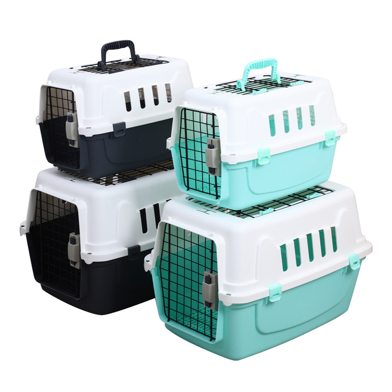 Two Sizes Portable Pet Air Box Carrier Crate Pet-Friendly Large Space Cat Dog Outdoor Activities Cage