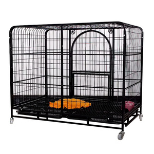 Steel Pet Dog Cage for Sale Metal for Medium Large Bottom Tray Dogs cage crate kennel Playpen Indoor Outdoor Four Wheels