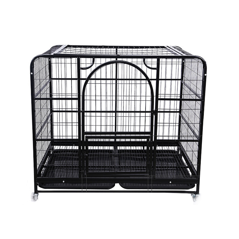 Steel Pet Dog Cage for Sale Metal for Medium Large Bottom Tray Dogs cage crate kennel Playpen Indoor Outdoor Four Wheels