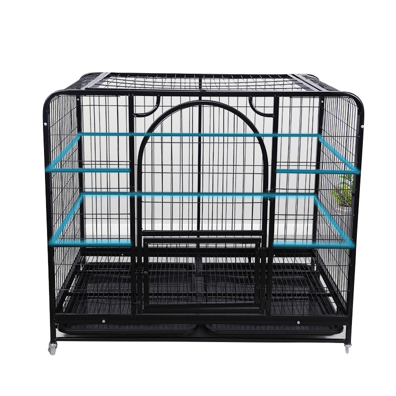 Steel Pet Dog Cage for Sale Metal for Medium Large Bottom Tray Dogs cage crate kennel Playpen Indoor Outdoor Four Wheels