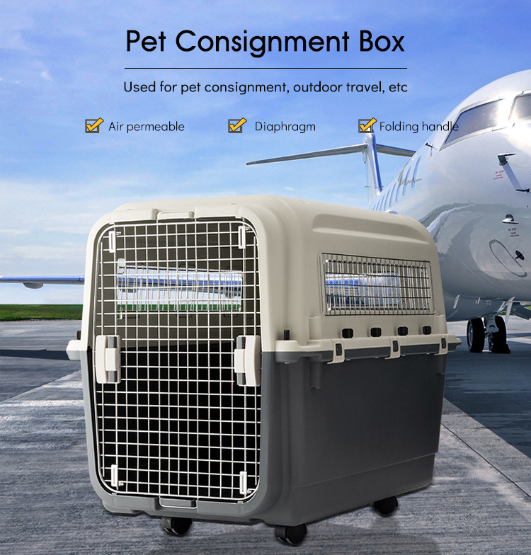 Fast Delivery Airline Approved Portable Plastic Large Air Travel Kennel On Wheels Pet Dog Cat Carrier Crate Cage For Sale