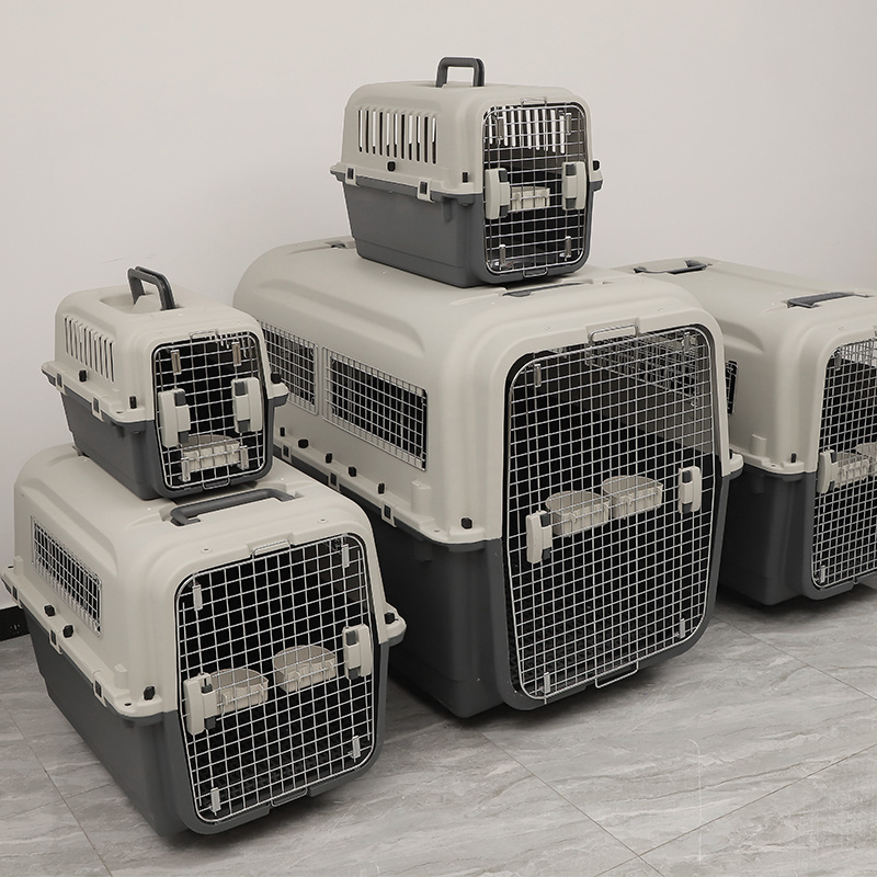 Airline Approved Plastic Pet Carrier XXL Dog Travel Cage With Wheels And Water Bowl