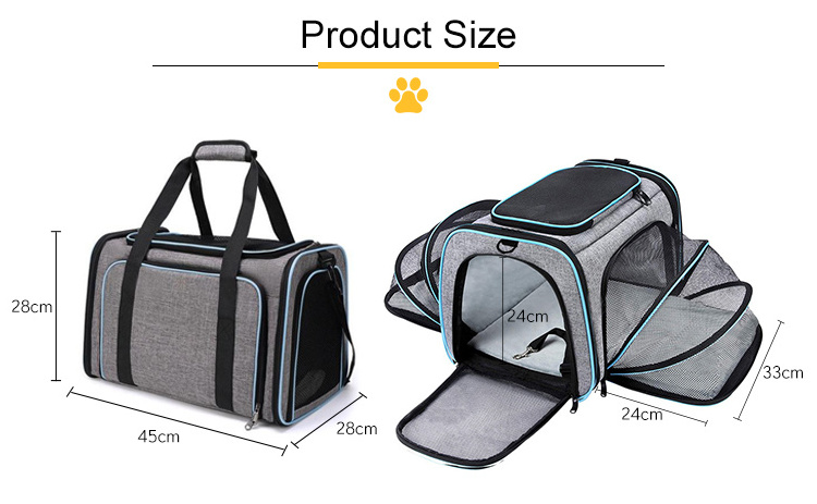 Factory wholesale portable folding pet carrier handbag breathable cat carrier expandable dog carrier bag for small dogs