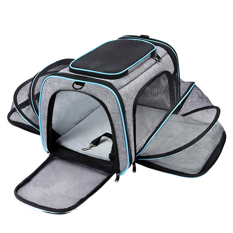 Factory wholesale portable folding pet carrier handbag breathable cat carrier expandable dog carrier bag for small dogs