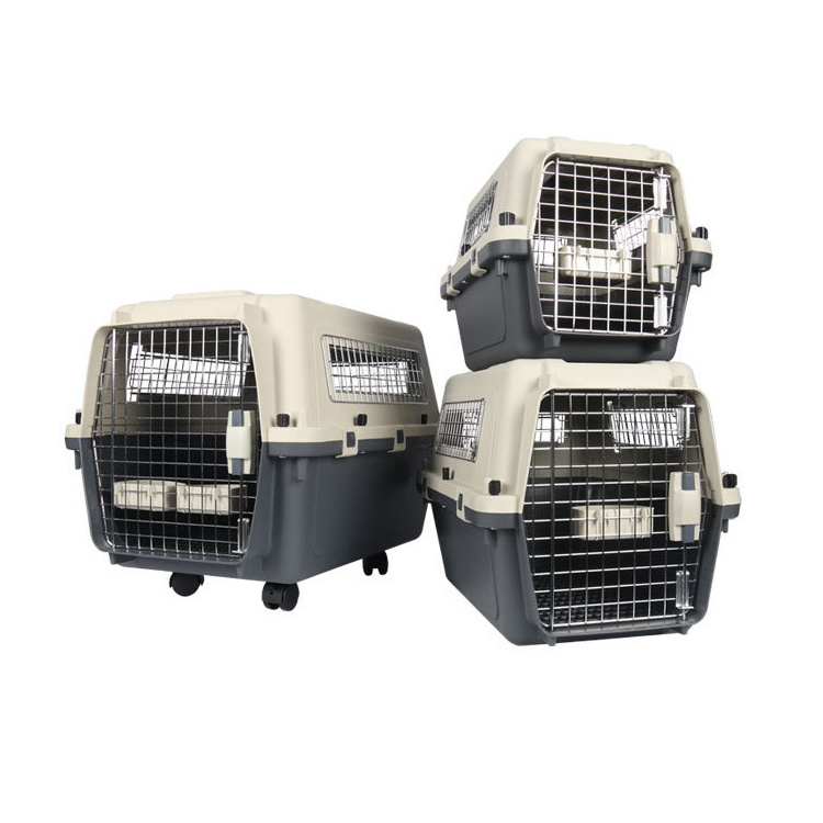 Wholesale Airline Approved Plastic Pet Dog Airline Travel Crate On Wheels dog cat cage for Animal Transport