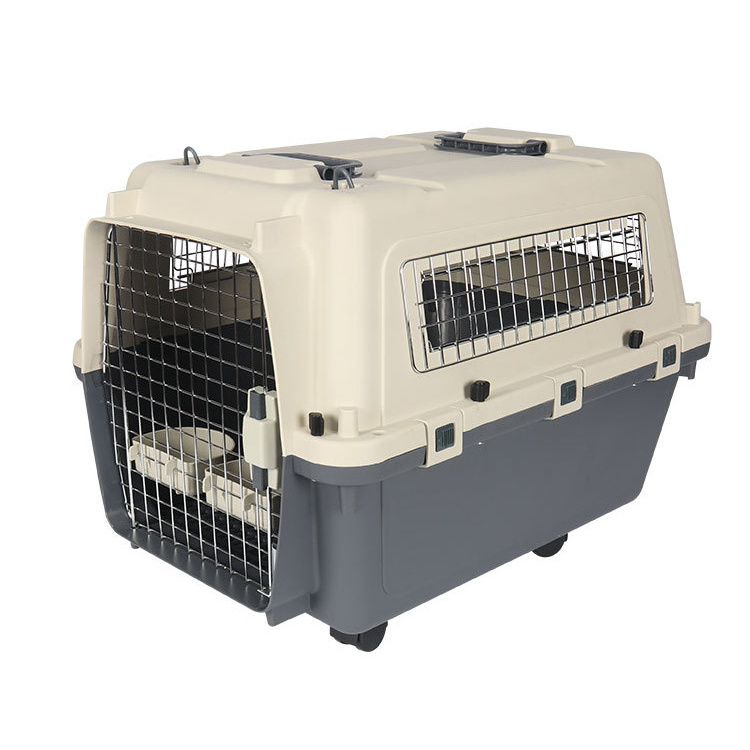 Wholesale Airline Approved Plastic Pet Dog Airline Travel Crate On Wheels dog cat cage for Animal Transport