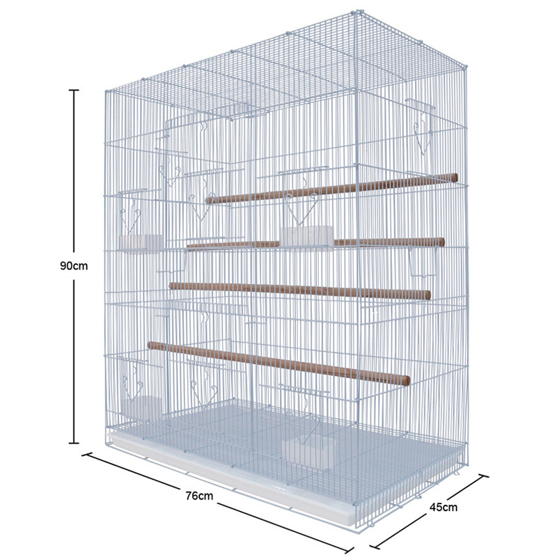 Wholesale High Quality Metal Wire Bird Breeding Cage White Large Parrot Cages Foldable Bird Pigeon House