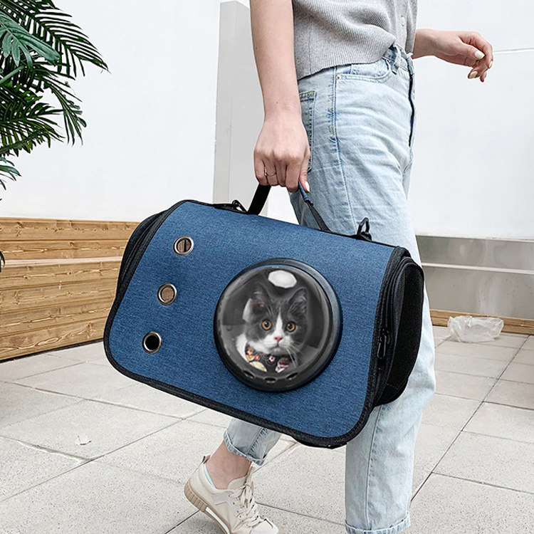 Portable integrated cat bag two sides breathable mesh design pet handbag space cover pet outdoor carrier