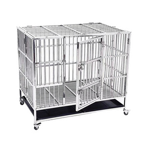 Factory wholesale solid durable animal pet cage folding stainless steel dog cage kennel with skylight windows for sale